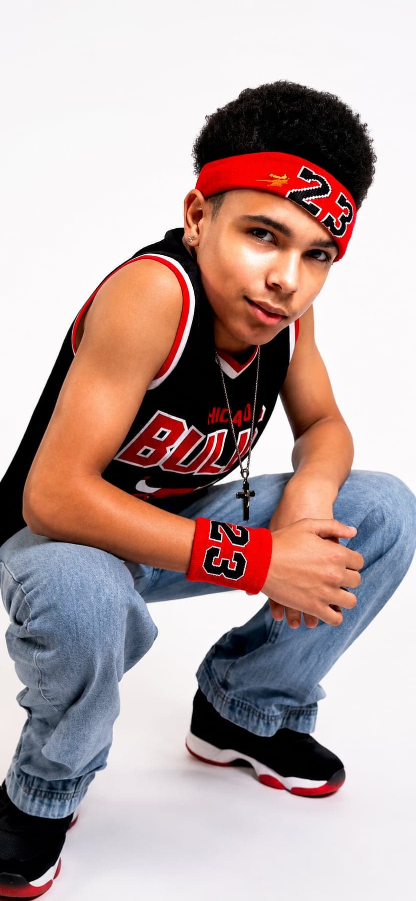 AI-generated portrait of a young athlete in a basketball jersey